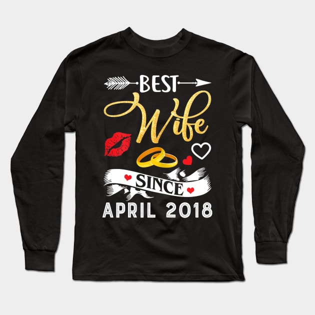 Womens 1st Wedding Anniversary Shirts Best Wife Since 2018 Long Sleeve T-Shirt by craiglimu